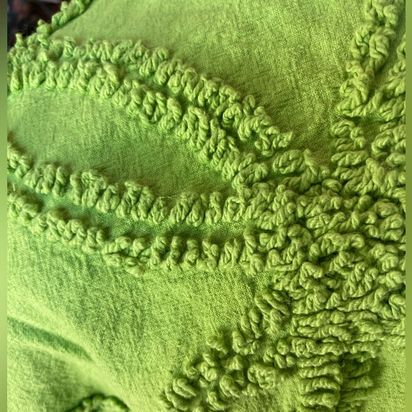 NWT Tufted Cotton Chenille Runner Manual Brand LIME GREEN Farmhouse Chic - Picture 7 of 8